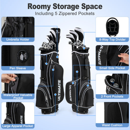 Men¡¯s Profile Complete Golf Club Package Set Includes 10 Pieces-Black