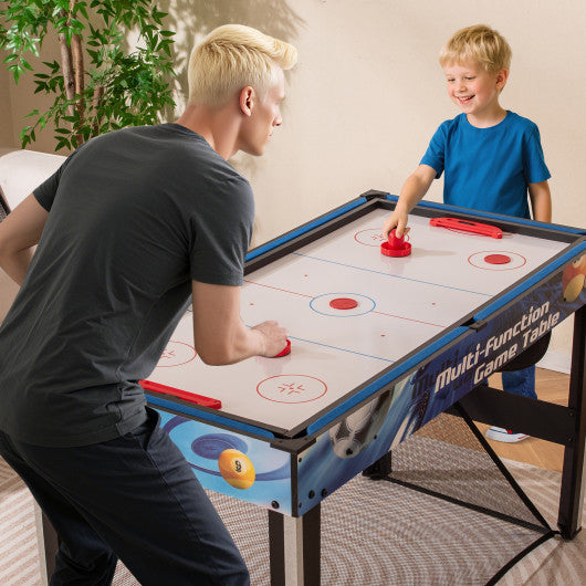 10-in-1 Combo Game Table Set with Table Tennis Basketball Soccer-Blue