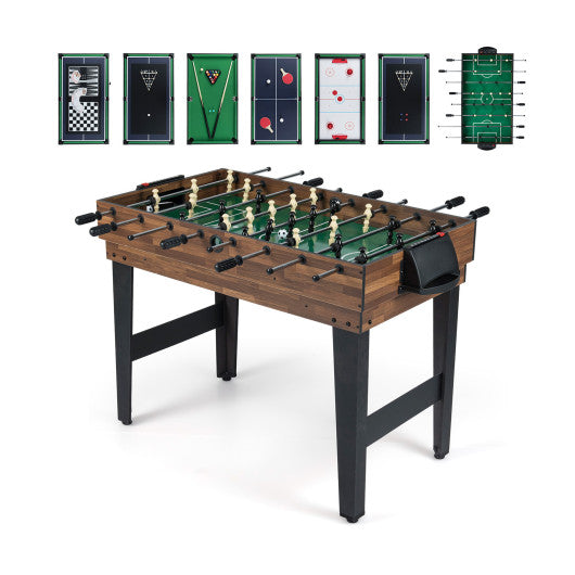 10-in-1 Combo Game Table Set 50inch Multi-Game Table with Foosball-Brown