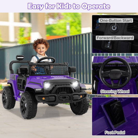 12V Kids Ride on Truck Car Battery Powered Electric Vehicle-Purple