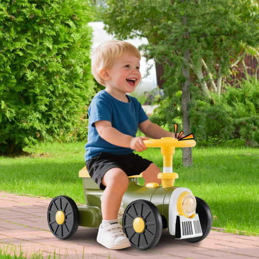 Ride on Toy with Steering Wheel and Train Whistle Sound Button-Green