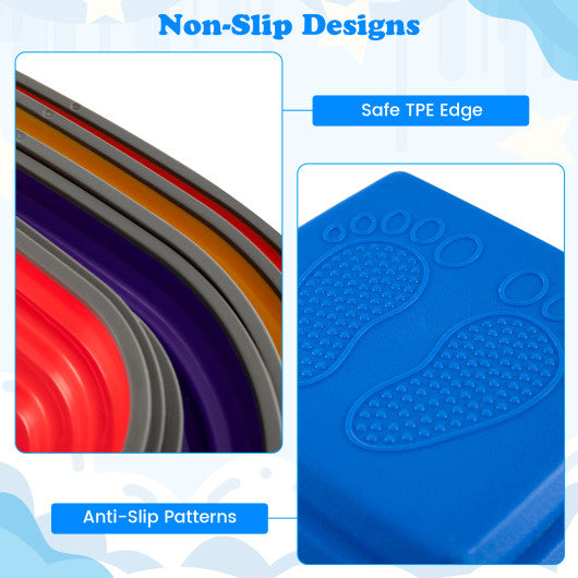 11 Pieces Kids Stepping Stone Square Stackable Indoor Outdoor-Multicolor