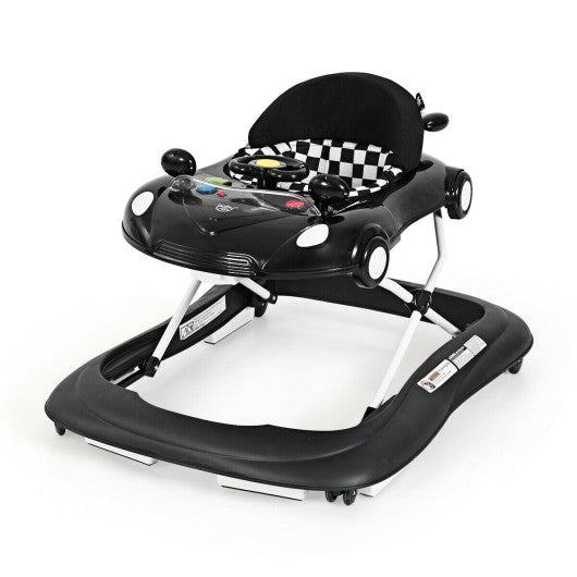 2-in-1 Foldable Baby Walker with Music Player and Lights-Black