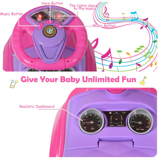 3 in 1 Ride on Push Car Toddler Stroller Sliding Car with Music-Pink