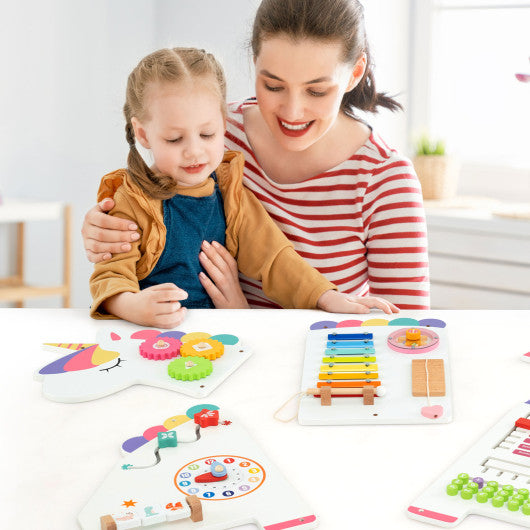 11-in-1 Dinosaur Activity Wall Busy Board Panels for Toddlers Education and Early Development-White