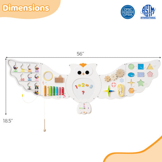 11-in-1 Toddler Learning Activity Center Owl Activity Wall Busy Board Panels for 3+ Years Old