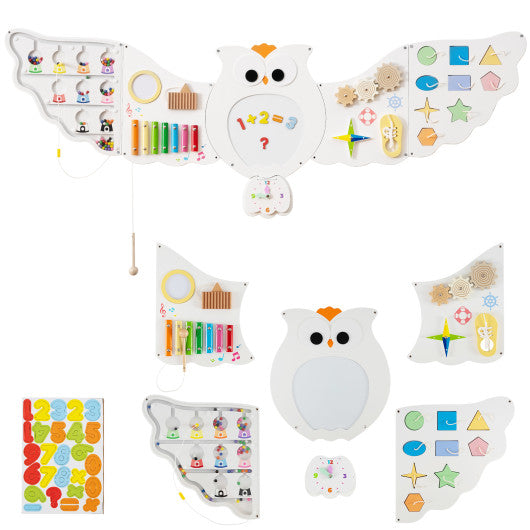 11-in-1 Toddler Learning Activity Center Owl Activity Wall Busy Board Panels for 3+ Years Old