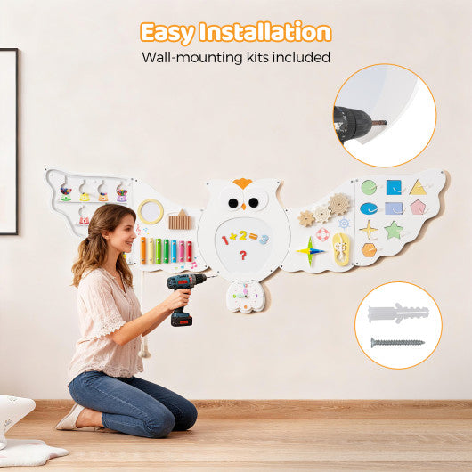 11-in-1 Toddler Learning Activity Center Owl Activity Wall Busy Board Panels for 3+ Years Old