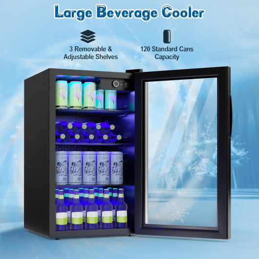120 Can Beverage Mini Refrigerator with Glass Door