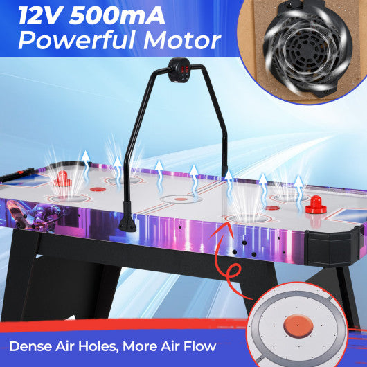 56 Inch Air Hockey Table with LED Digital Scoreboard and Powerful 12V Motor-White