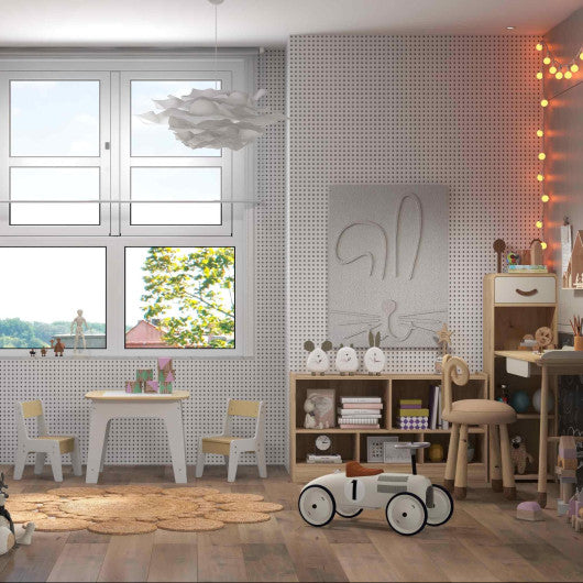 3-Piece Kid¡¯s Room Bundle: Twin Size Wooden House Bed + Kid's Table and Chairs Set + Kids 2-Shelf Bookcase