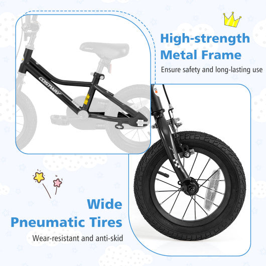 12 Inch Kids Bike Adjustable for 3-4 Years Old with Low-Step Frame