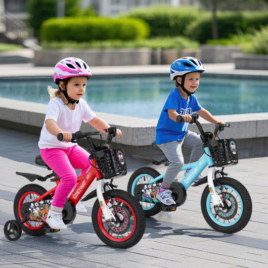 12 Inch Kids Bike Adjustable with Storage Basket and Double Brake for 3-4 Years Old-12 inches