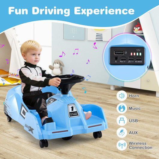 12V Electric Cleaning Go Kart with Detachable Mop and Remote Control-Blue