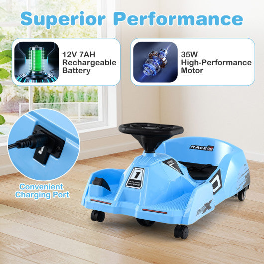 12V Electric Cleaning Go Kart with Detachable Mop and Remote Control-Blue
