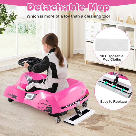 12V Electric Cleaning Go Kart with Detachable Mop and Remote Control-Pink