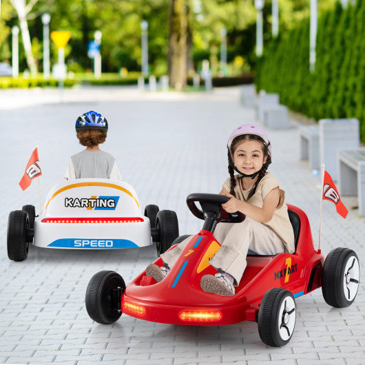12V Electric Go Kart for Kids Race Toy with Remote Control and Music-Red