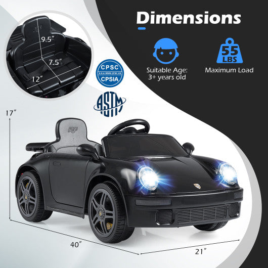 12V Electric Ride On Car Licensed RUFCTR with Remote Control and Music-Black