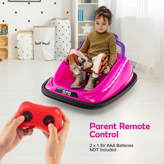 12V Kids Bumper Car Ride on Toy with Remote Control and 360 Degree Spin Rotation-Pink