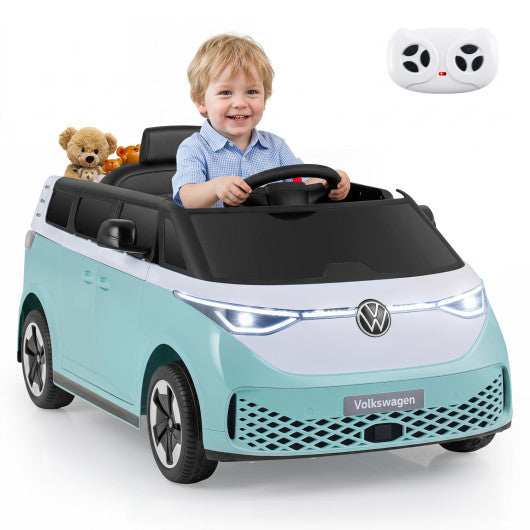 12V Kids Electric Car Bus with Music and LED Headlights Licensed Volkswagen-Blue