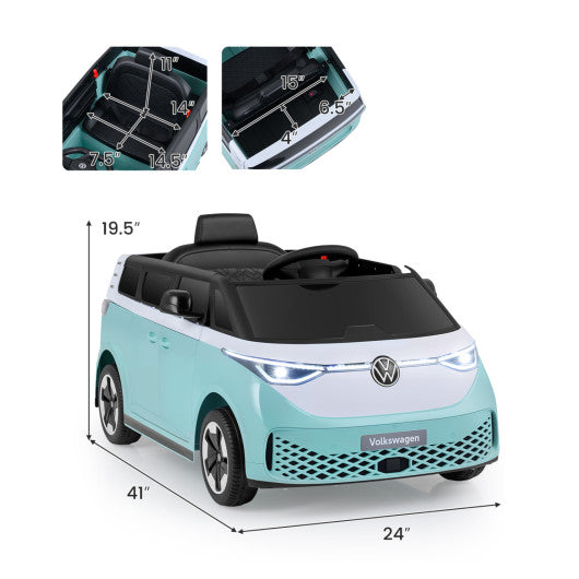 12V Kids Electric Car Bus with Music and LED Headlights Licensed Volkswagen-Blue