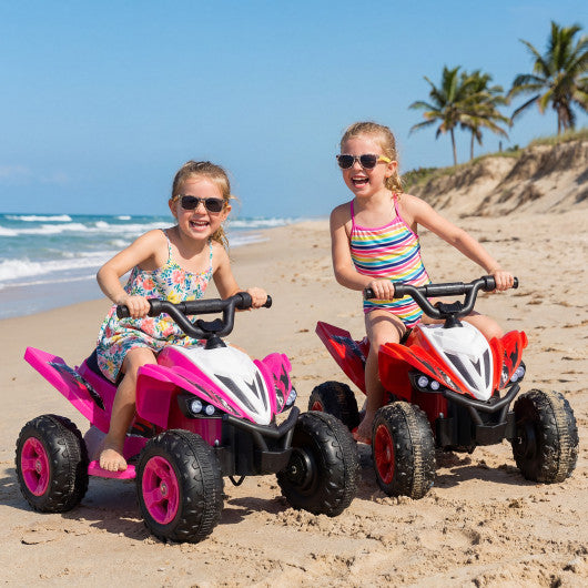 12V Kids Ride On ATV 4-Wheeler Quad with LED Lights and 7 mph Max Speed-Pink