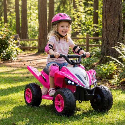 12V Kids Ride On ATV 4-Wheeler Quad with LED Lights and 7 mph Max Speed-Pink