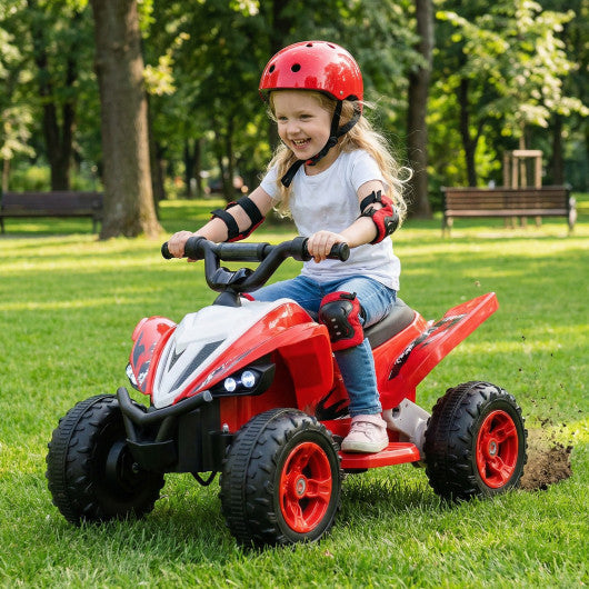 12V Kids Ride On ATV 4-Wheeler Quad with LED Lights and 7 mph Max Speed-Red