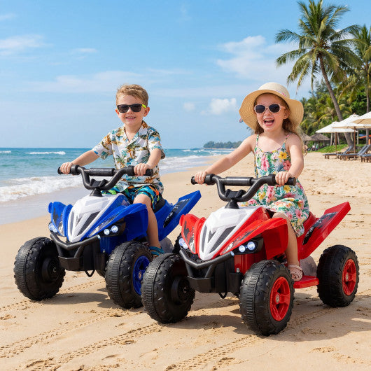 12V Kids Ride On ATV 4-Wheeler Quad with LED Lights and 7 mph Max Speed-Red