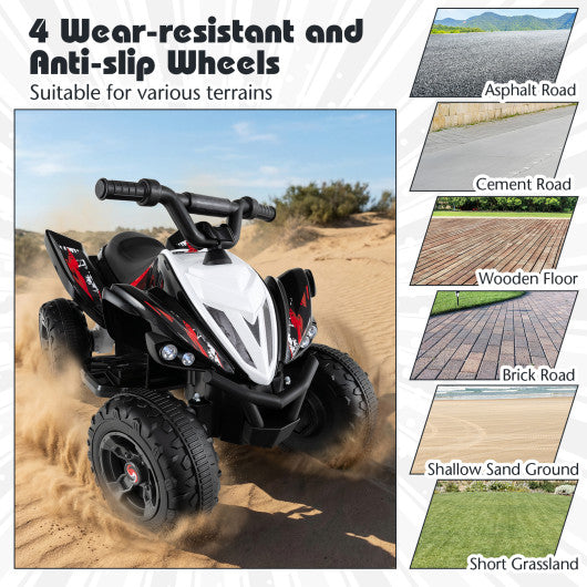 12V Kids Ride On ATV 4-Wheeler Quad with LED Lights and 7 mph Max Speed-Black