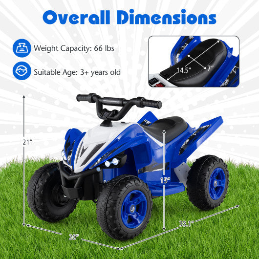 12V Kids Ride On ATV 4-Wheeler Quad with LED Lights and 7 mph Max Speed-Navy