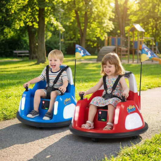 12V Kids Ride On Bumper Car with Remote Control and Flashing Lights-Red