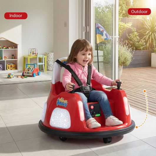 12V Kids Ride On Bumper Car with Remote Control and Flashing Lights-Red