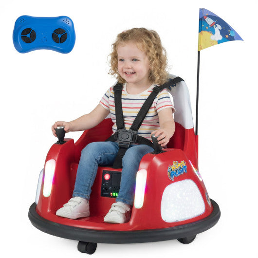 12V Kids Ride On Bumper Car with Remote Control and Flashing Lights-Red