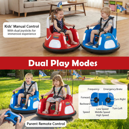12V Kids Ride On Bumper Car with Remote Control and Flashing Lights-Red