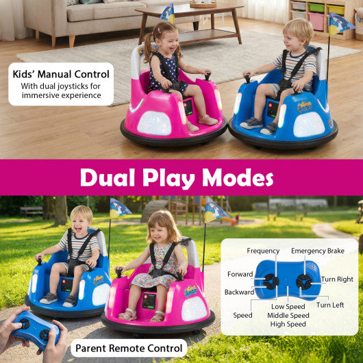 12V Kids Ride On Bumper Car with Remote Control and Flashing Lights-Pink