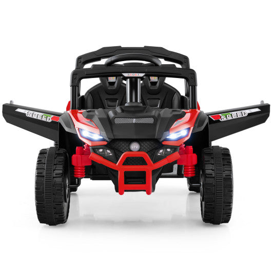 12V Kids Ride On Car UTV Electric Vehicle with LED Lights  Music and Horn-Red