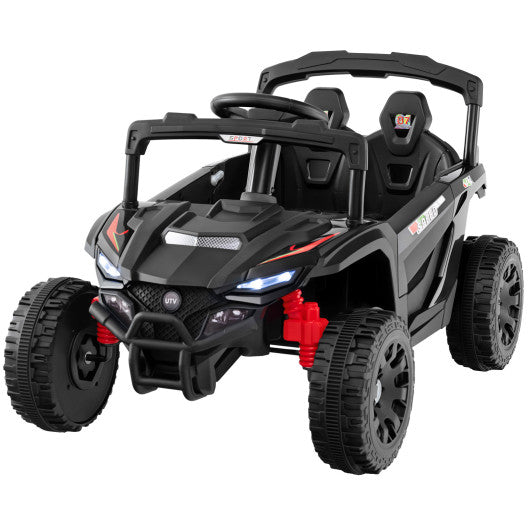 12V Kids Ride On Car UTV Electric Vehicle with LED Lights  Music and Horn-Black