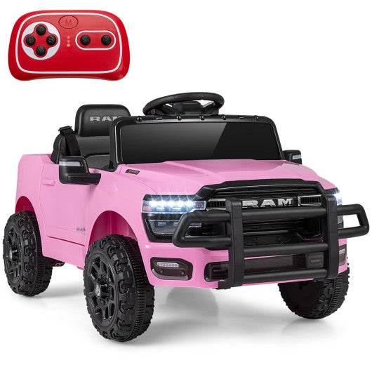 12V Kids Ride On Car Licensed RAM 3500 Electric Vehicle with Remote Control-Pink