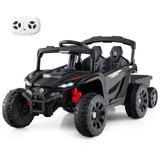 12V Battery Powered Ride On Tractor with Parent Remote Control-Dark Gray