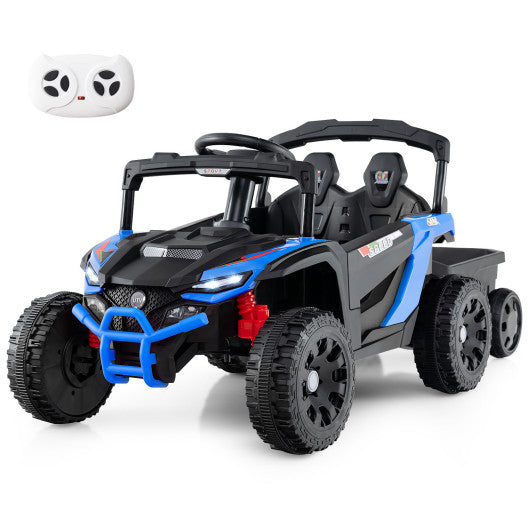 12V Battery Powered Ride On Tractor with Parent Remote Control-Black and Blue