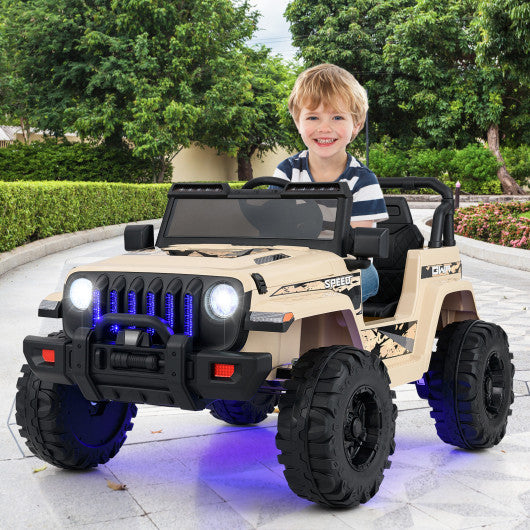 12V Kids Ride-on Jeep Car with 2.4 G Remote Control-Khaki
