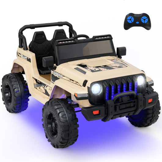12V Kids Ride-on Jeep Car with 2.4 G Remote Control-Khaki
