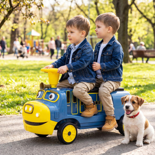 12V Kids Ride on Train 3-Seater with Detachable Carriage Licensed Chuggington-Blue