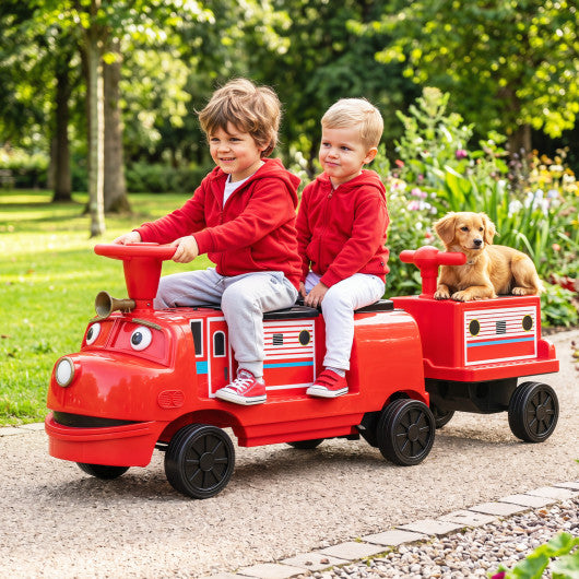12V Kids Ride on Train 3-Seater with Detachable Carriage Licensed Chuggington-Red