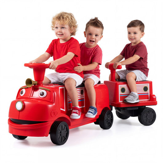 12V Kids Ride on Train 3-Seater with Detachable Carriage Licensed Chuggington-Red