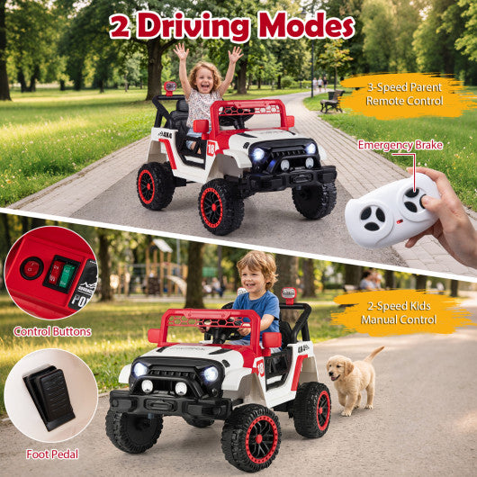 12V Kids Ride on Truck with Remote Control and 3 Speeds-Red