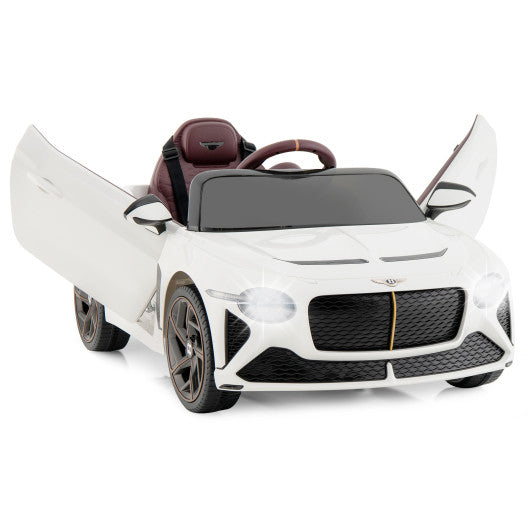 12V Powered Car Kids Ride-on Racer Car Licensed Bentley Bacalar-White