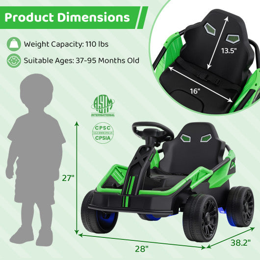 12V Ride on Car Electric UTV with Remote and Music for Big Kids-Green