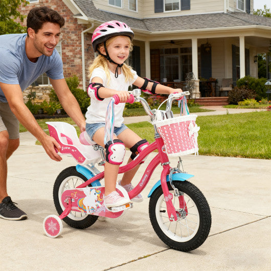 12/14/16/18 Inch Girls Bike for 3-8 Years Old Kids Bike with Doll Seat-12 inches